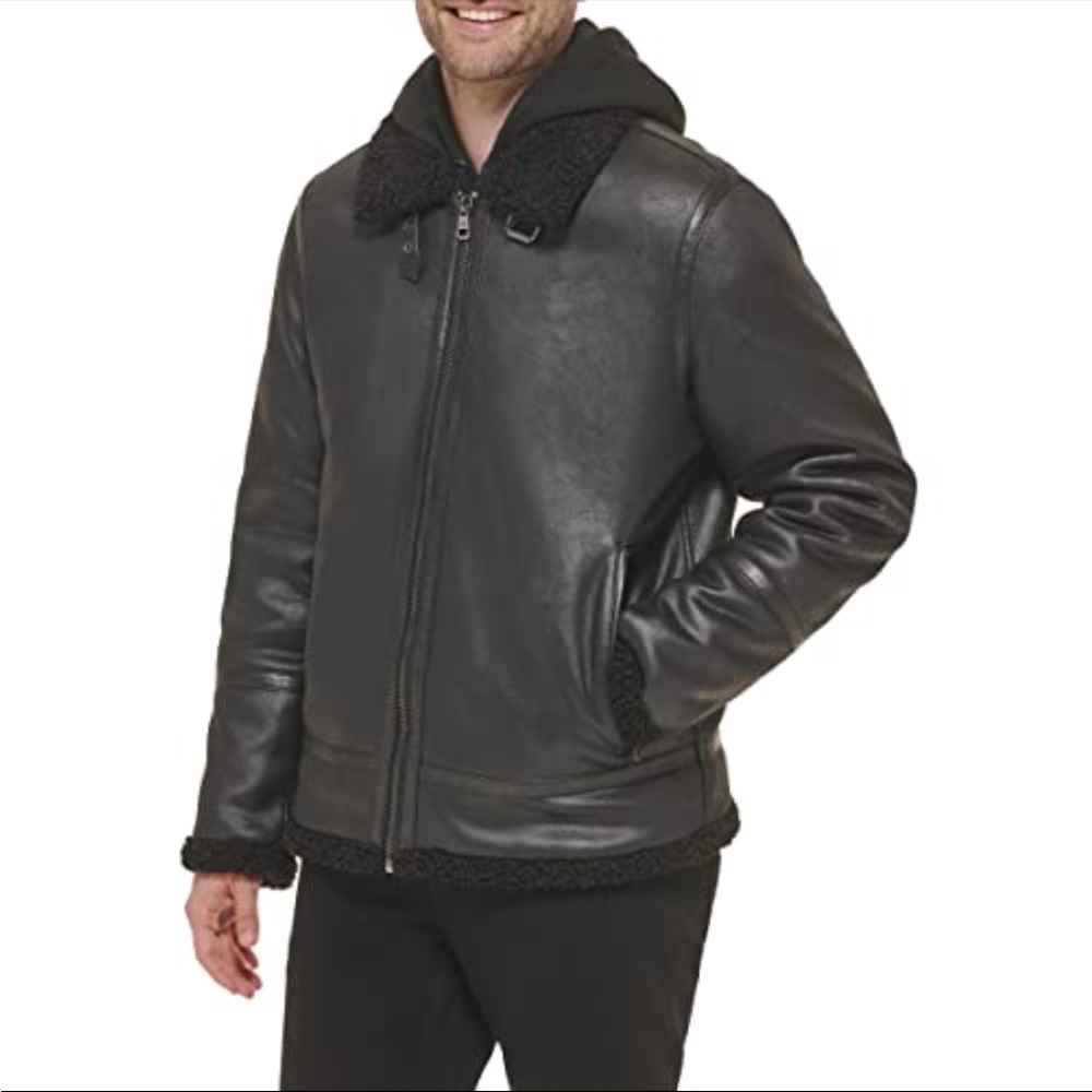 Calvin Klein Men's Classic Faux Shearling B-3 Bomber Jacket